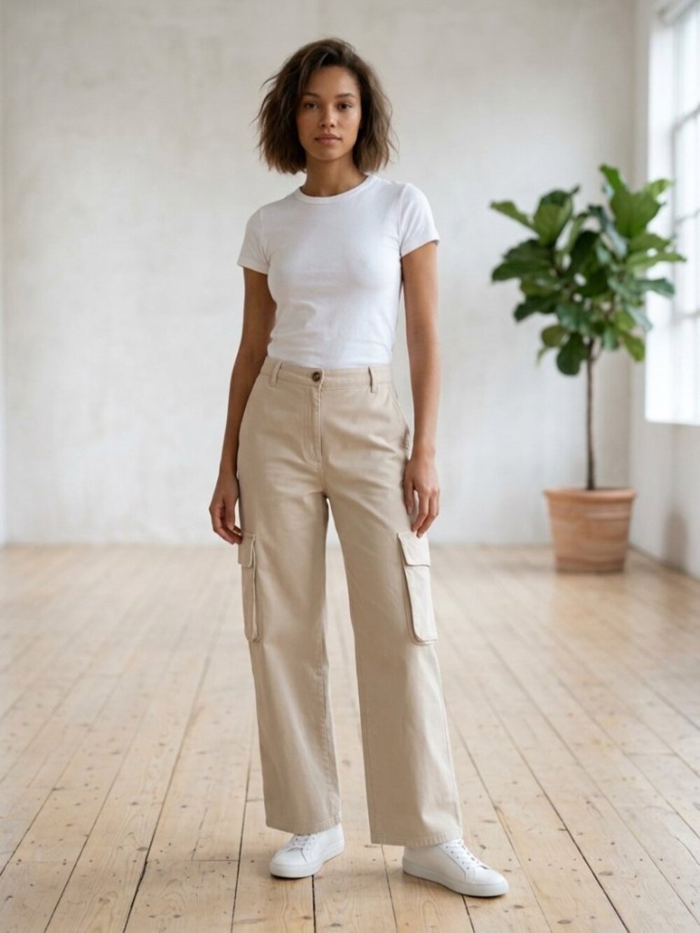 Wilfred Aritzia High Waisted Cargo Pants Utility Trousers Beige Size: 12